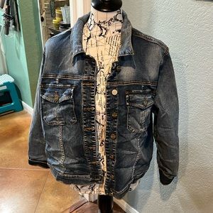Distressed jean jacket